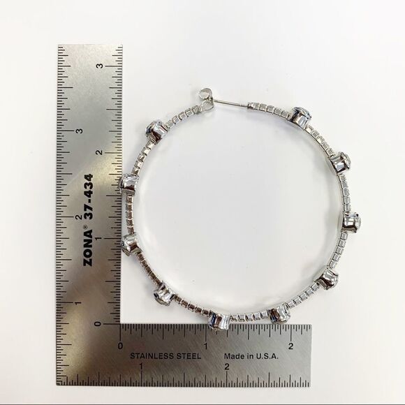 Platinum Jeweled Flexi-Hoop Earrings - Picture 4 of 8